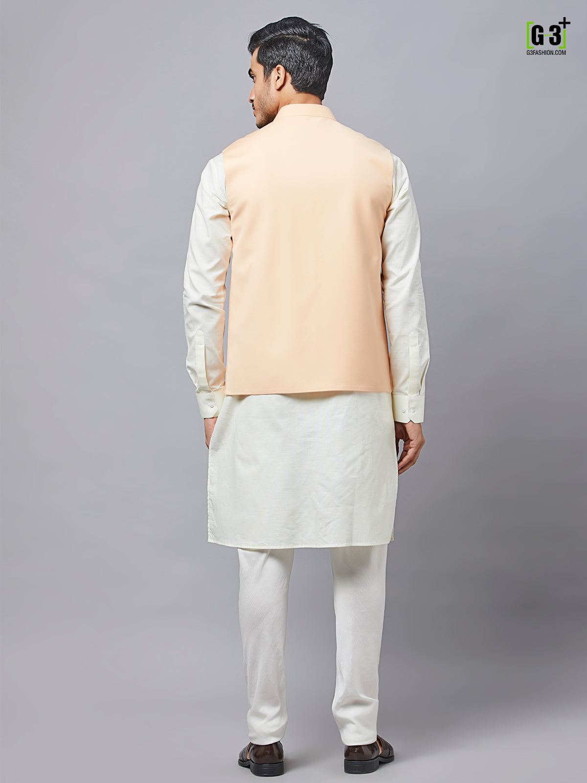Peach cotton waistcoat set for parties