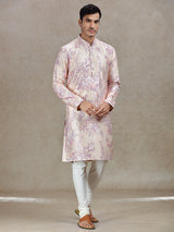 Peach elegance sophisticated tussar silk kurta set