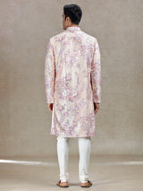Peach elegance sophisticated tussar silk kurta set
