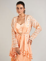 Peach georgette palazzo suit with jacket