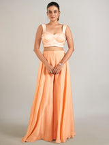 Peach georgette palazzo suit with jacket