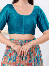 Peacock blue dupion silk festive wear blouse
