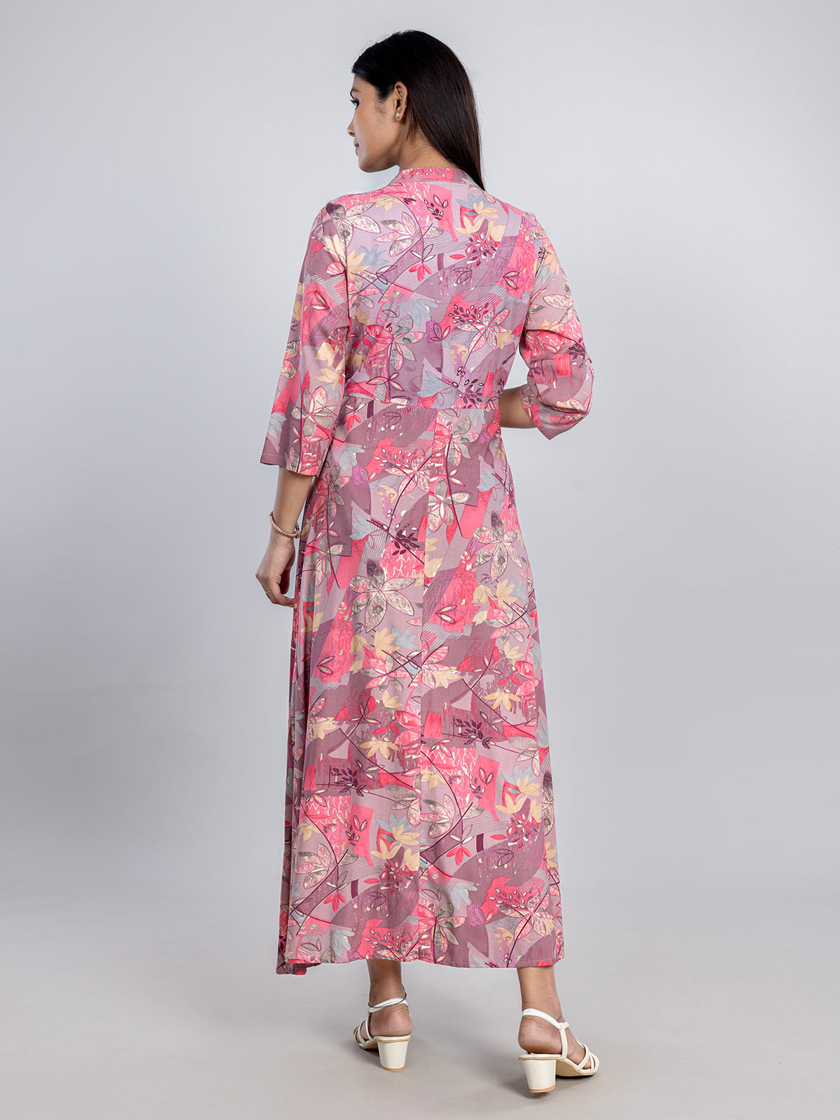 Pink casual wear cotton silk long kurti for women