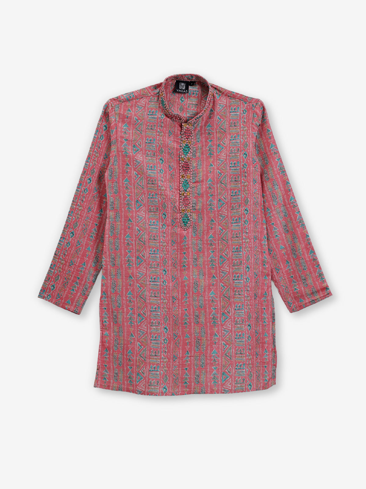 Pink cotton printed festive wear kurta suit