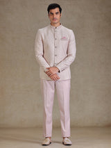 Pink resham weaved jodhpuri for reception