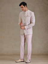 Pink resham weaved jodhpuri for reception