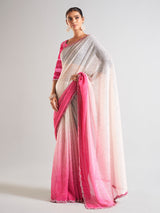 Pink saree for reception in sequins