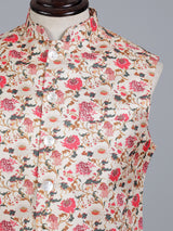 Pink silk printed reception waistcoat