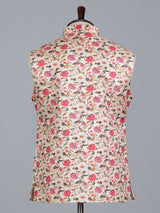 Pink silk printed reception waistcoat