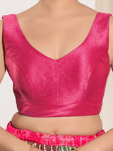 Pink silk  ready made blouse in zari weaving