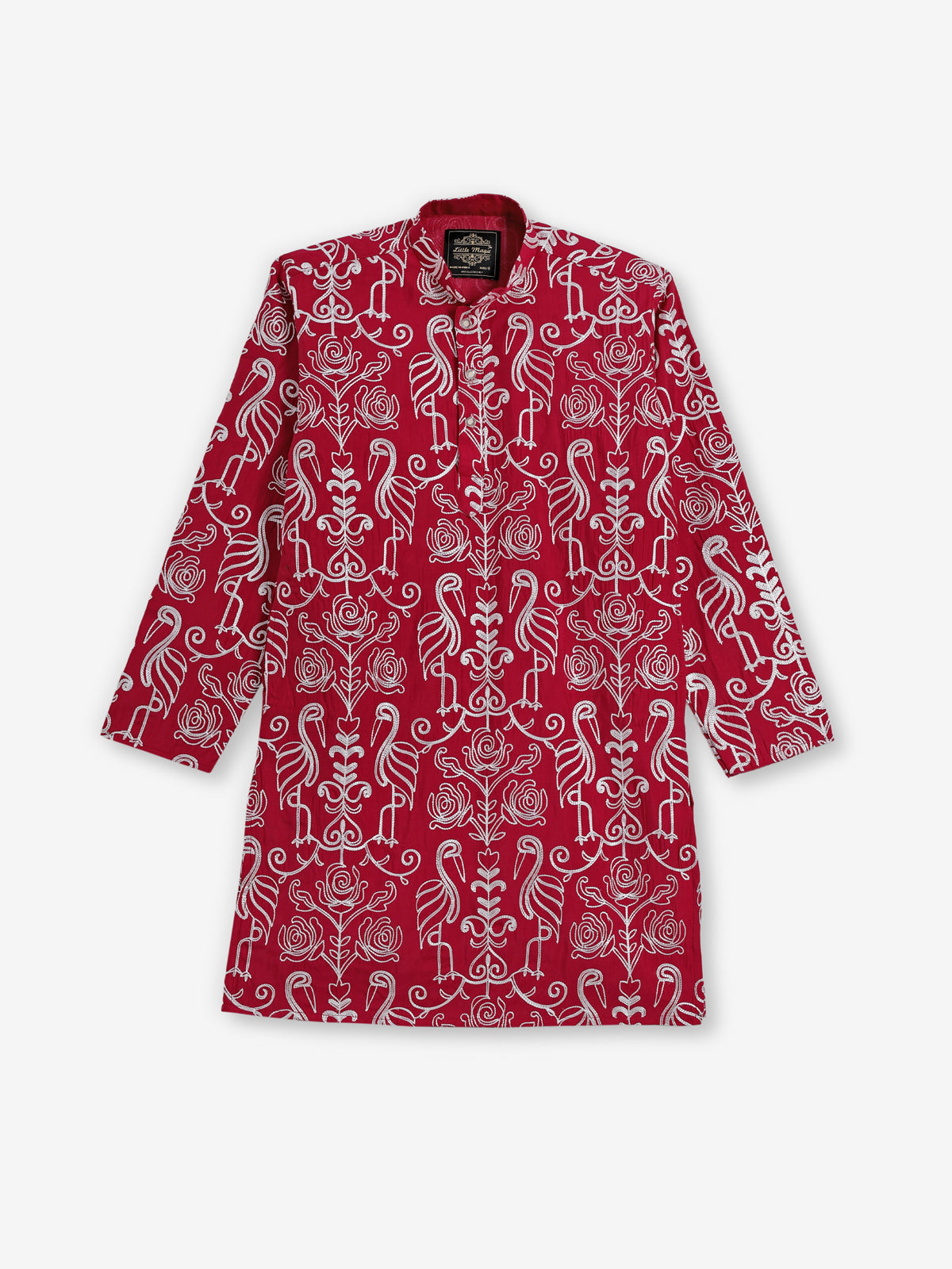 Pink silk thread work kurta suit