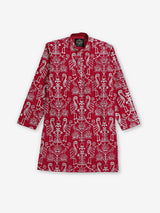 Pink silk thread work kurta suit