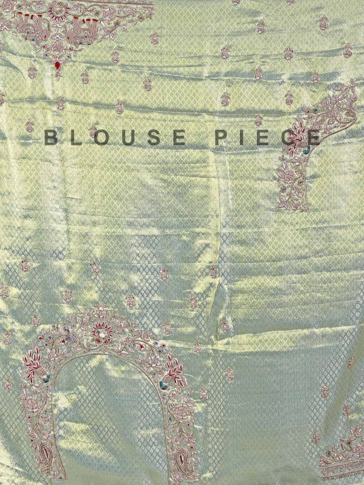 Pista green kanjivaram saree with grand embroidery