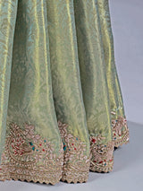 Pista green kanjivaram saree with grand embroidery