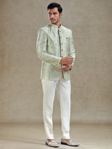 Pista green textured bandh gala jodhopuri suit