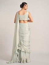 Pista green tissue silk saree for party wear