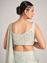 Pista green tissue silk saree for party wear