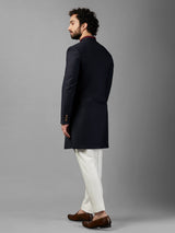 Navy plain terry rayon indowestern