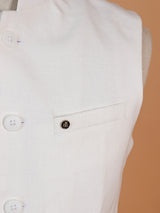 Plain white terry rayon waistcoat for men