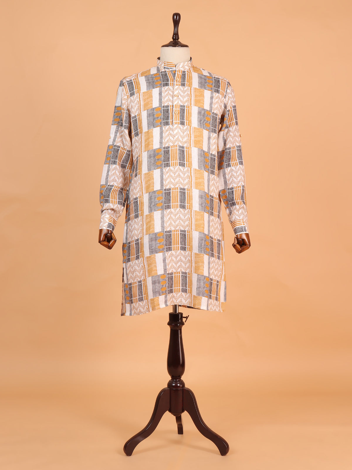 Printed multicolor cotton festive style kurta for men