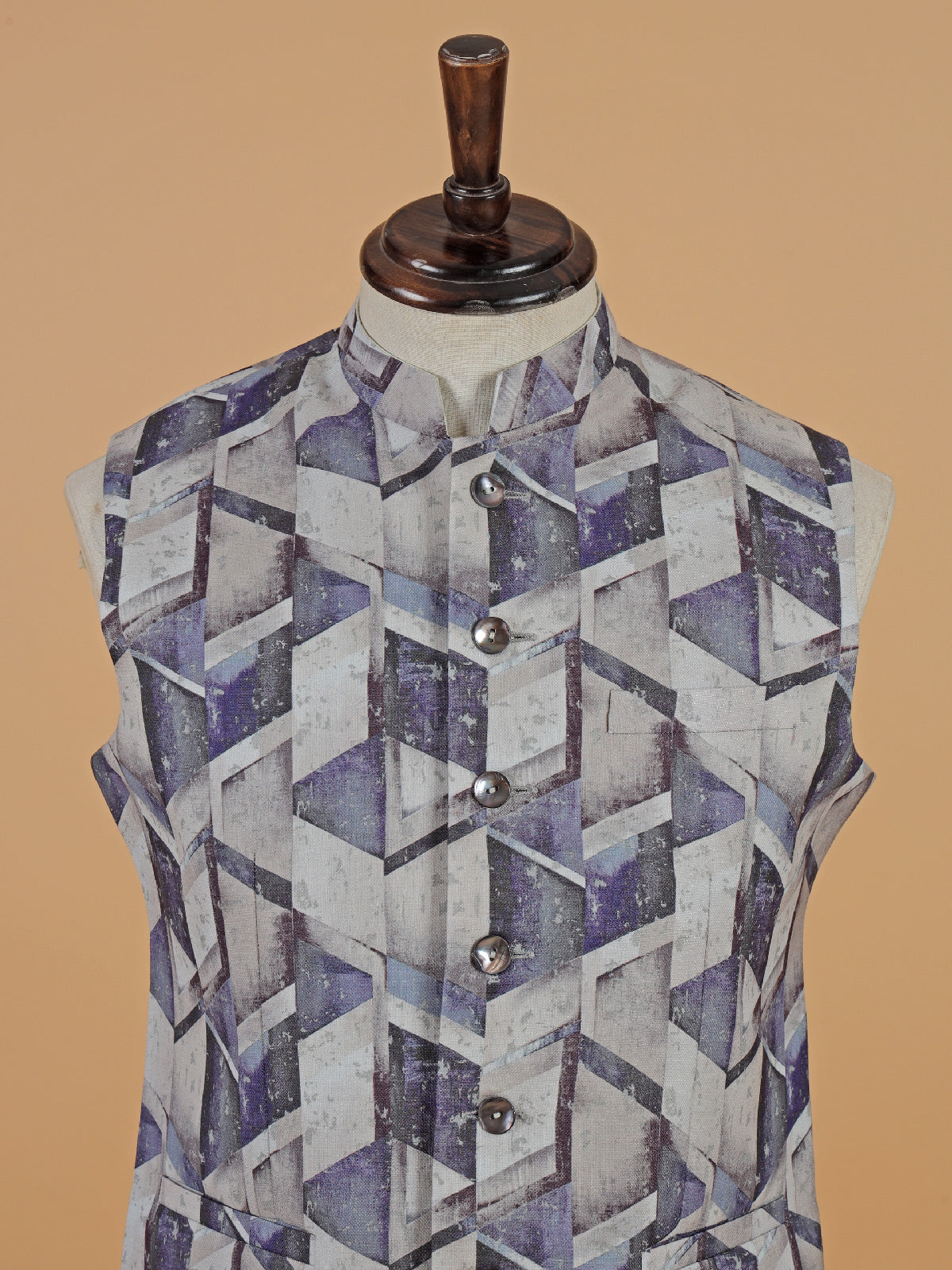 Printed purple printed waistcoat