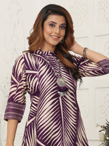 Purple festive wear russian silk kurti set