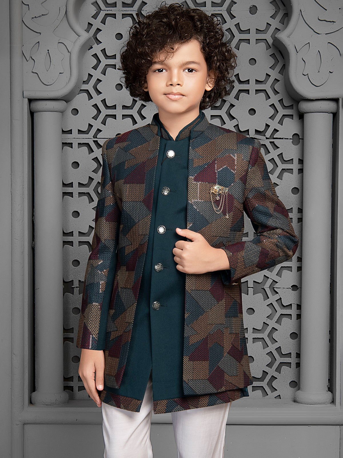 Rama blue finest terry rayon indo western for boys