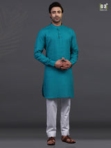 Rama green linen festive wear kurta suit