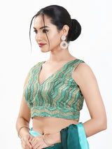 Rama green silk V neck ready made blouse