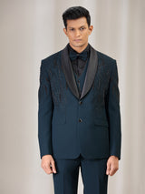 Rama green terry rayon coat suit with reception wear