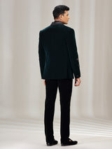 Rama green velvet coat suit with reception wear