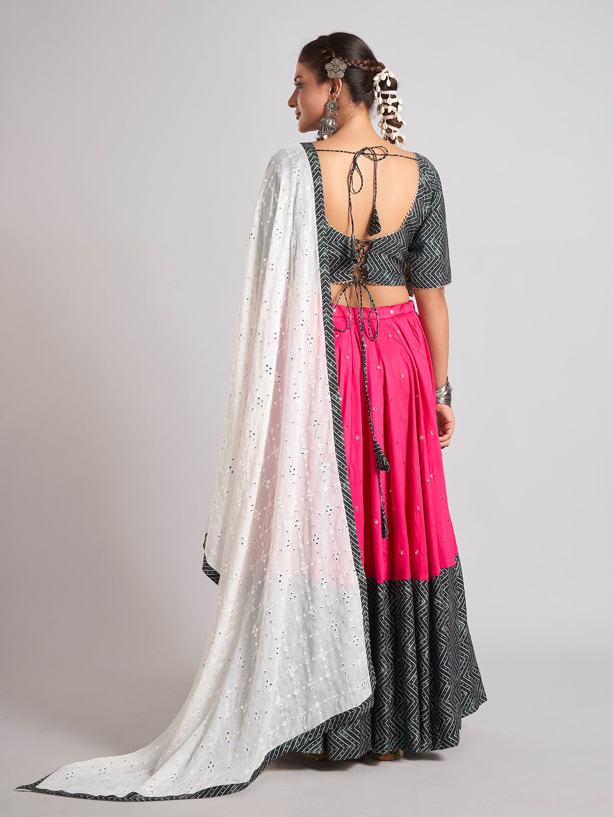 Rani and black silk navratri chaniya choli