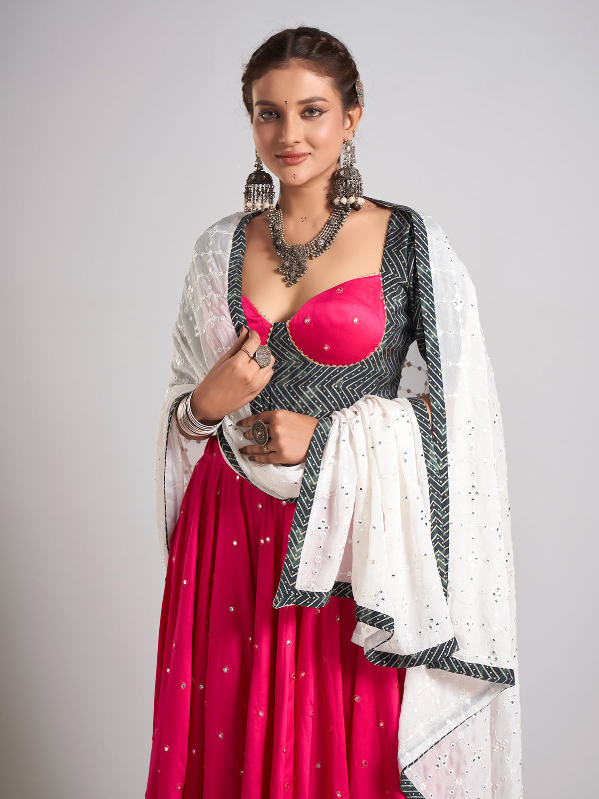 Rani and black silk navratri chaniya choli