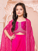 Rani pink designer satin silk indo western suit