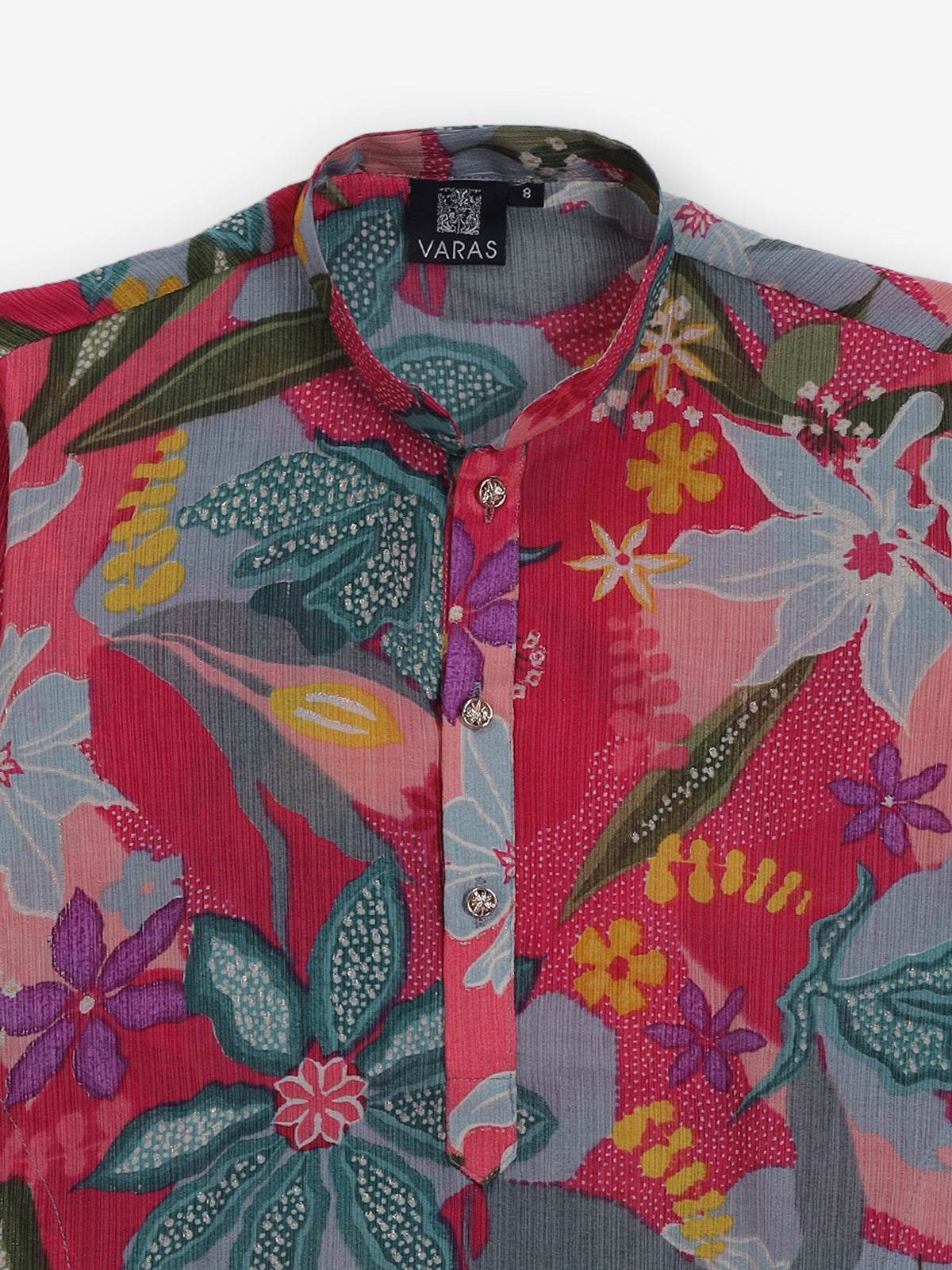 Rani pink festive bloom cotton silk kurta suit