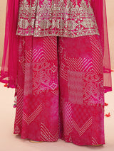 Rani pink georgette palazzo suit with aabla work