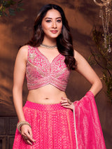 Rani pink silk sweetheart heavy embellished lehenga choli