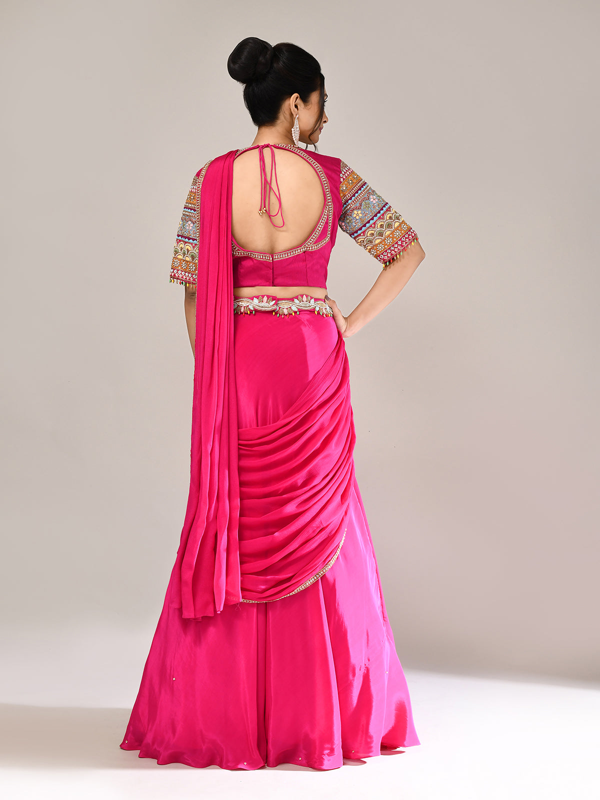 Rani pink silk wedding wear lehenga choli for women