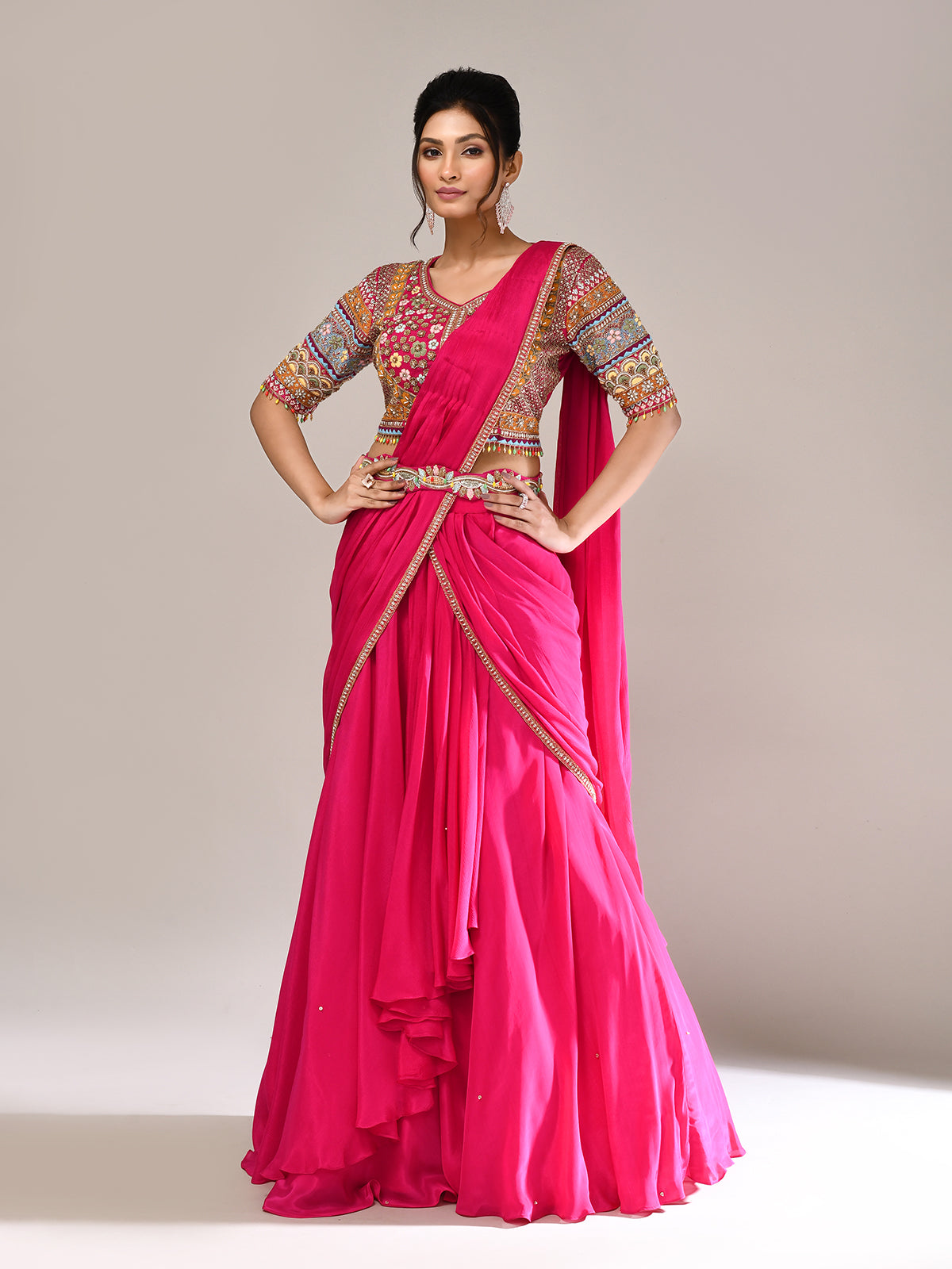 Rani pink silk wedding wear lehenga choli for women