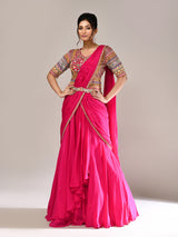 Rani pink silk wedding wear lehenga choli for women