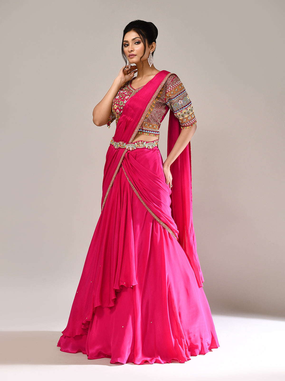 Rani pink silk wedding wear lehenga choli for women