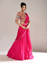 Rani pink silk wedding wear lehenga choli for women