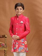 Rani pink zari silk indo western outfit
