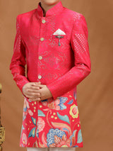 Rani pink zari silk indo western outfit