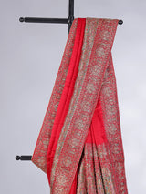 Red dola silk zardosi work wedding saree