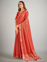 Red dola silk zari weaving saree