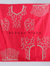 Red raw silk zardosi and beaded bridal lehenga choli