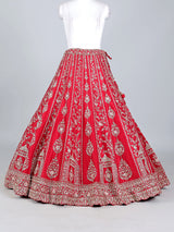 Red raw silk zardosi and beaded bridal lehenga choli
