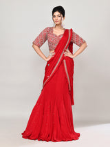 Red silk sweetheart designer lehenga choli