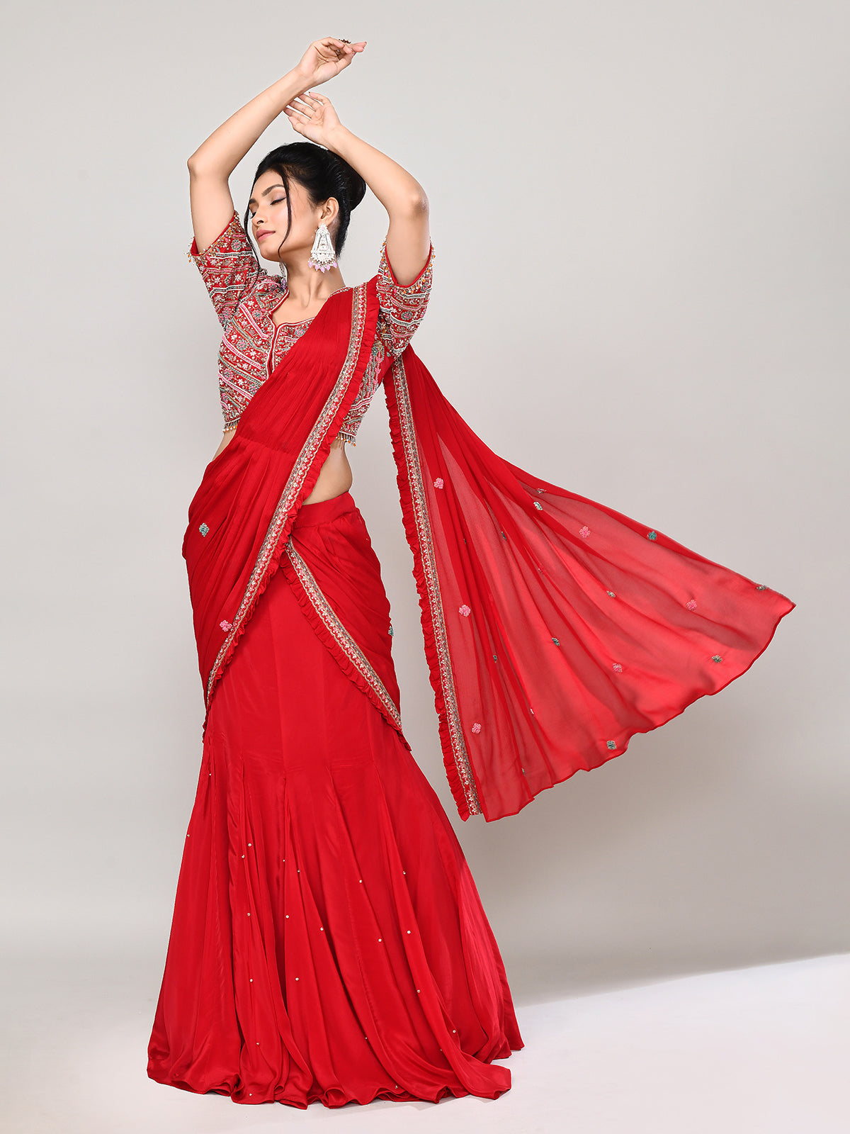 Red silk sweetheart designer lehenga choli